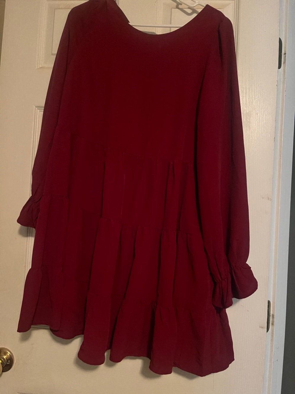 She + Sky burgundy wine tiered long sleeve dress size large holiday‎ preppy boho